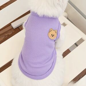 NWOT Knit Pet Tank - Sewn Bear Graphic - Purple - Size Large